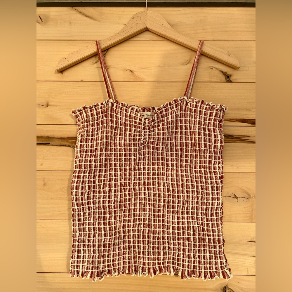 Madewell | Superlight Jacquard Smocked Tank Top in Stripe | Medium